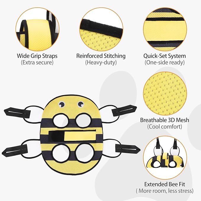 Dog Grooming Hammock for Small Dogs Cats, Cute Bee Design Dog Hanging Harness - Image 2