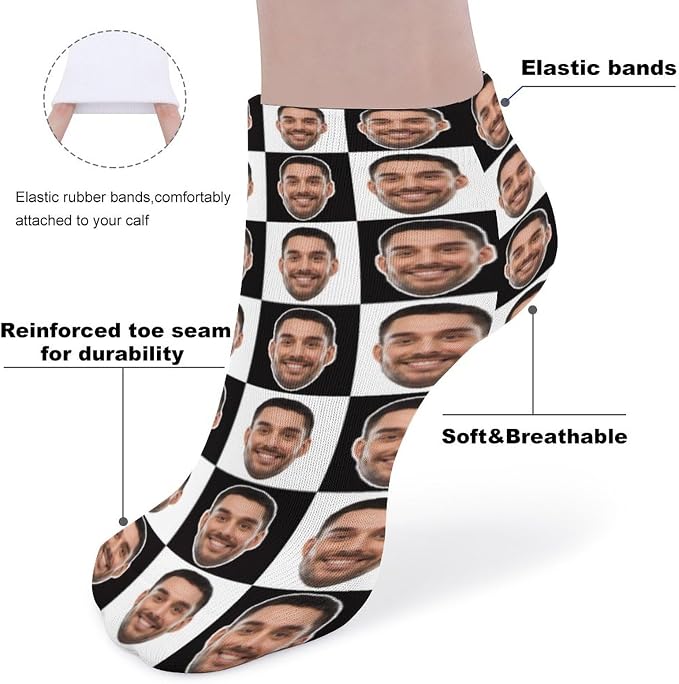 Personalized Ankle Socks with Face Custom Photo Socks Low Cut Ankle Socks - Image 4