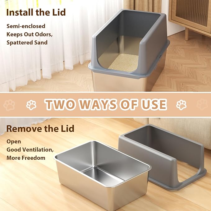 Large Stainless Steel Litter Box - Image 8