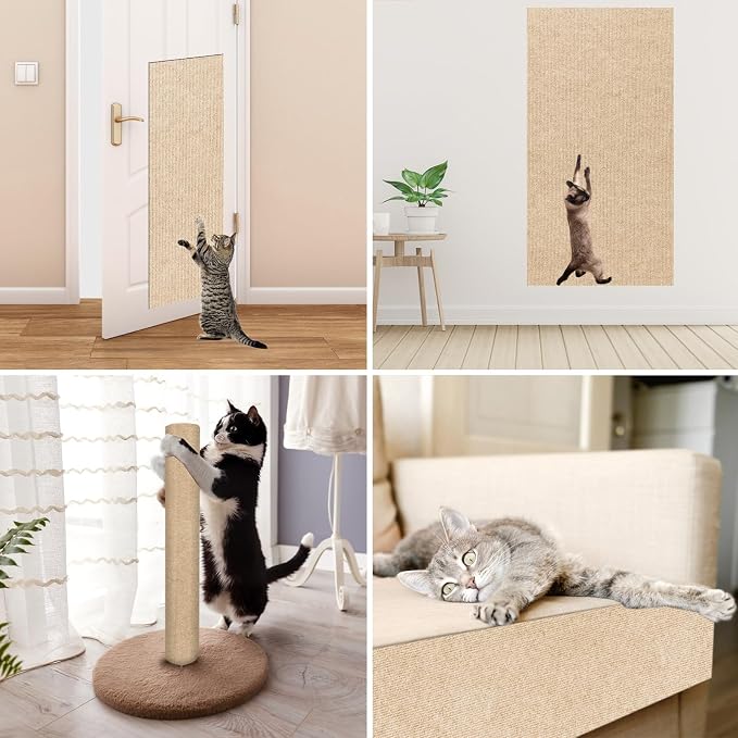 Trimmable Cat Scratcher Mat, 39.4"x15.8" Self-Adhesive Cat Scratching Carpet - Image 5
