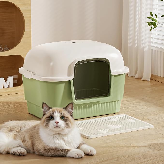 Cat Litter Box with Litter Mat and Scoop, High Wall Enclosed Cat Litter Boxes - Image 7