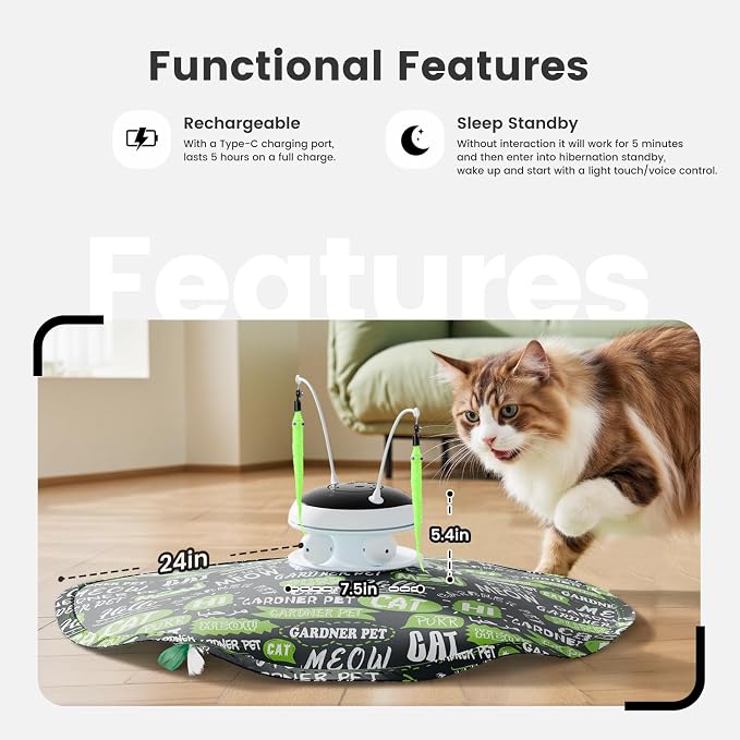Gardner Pet Cat Laser Toys, USB Chargeable 5 in1 Hide and Seek Automatic - Image 6