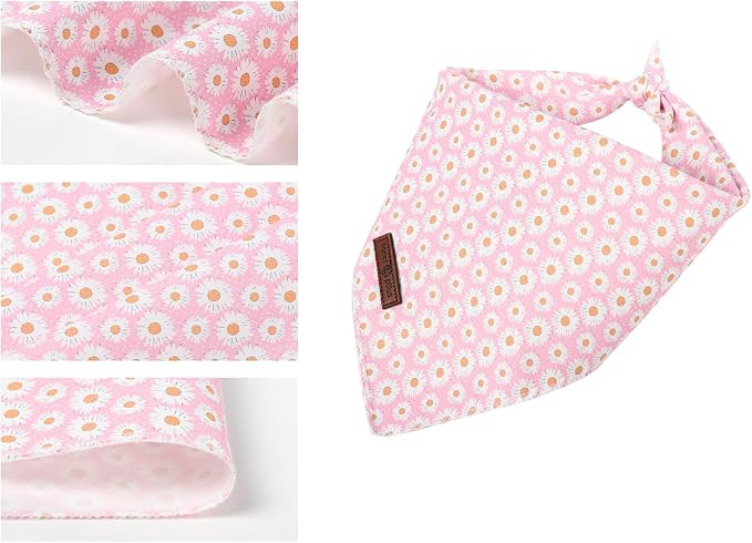 Lionet Paws Spring Daisy Dog Bandana Washable Cotton Handkerchief Scarf - Image 3