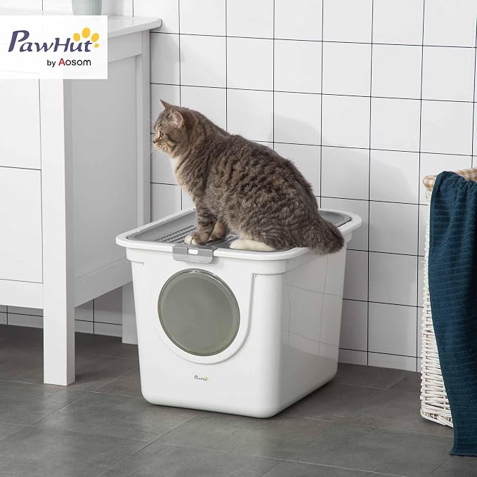 PawHut Cat Litter Box with Lid, Covered Kitty Litter Box with Front Entrance - Image 2