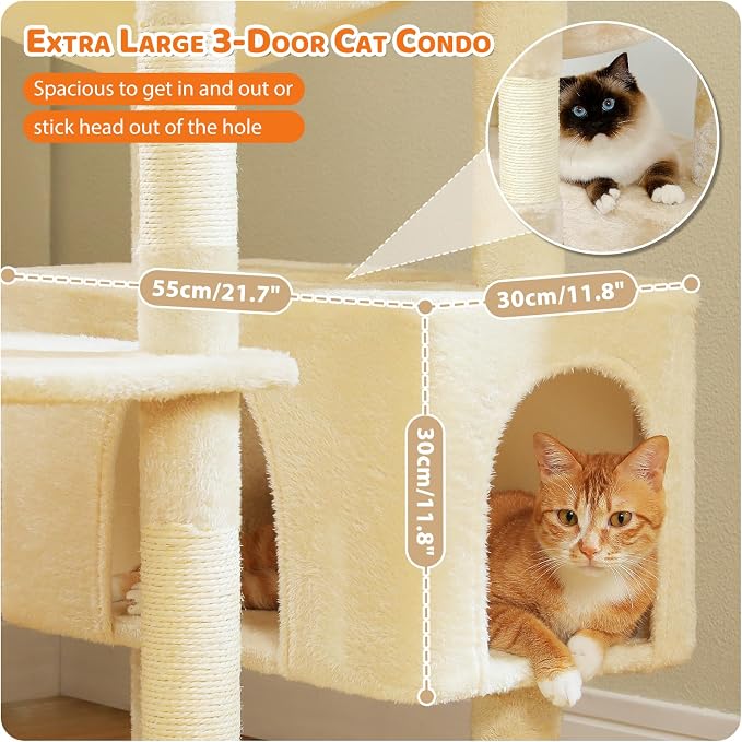 PAWZ Road Heavy Duty Cat Tree for Large Cats, 81 Inches Tall Cat Tower - Image 5