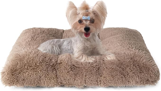 EHEYCIGA Fluffy Dog Crate Bed for Small Dogs, Plush Faux Fur Crate Pad by EHEYCIGA