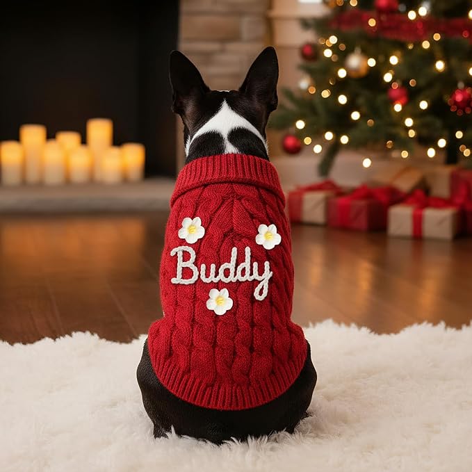 Personalized Hand Embroidered Dog Sweater, Custom Christmas Dogs Cats Sweater - Image 5
