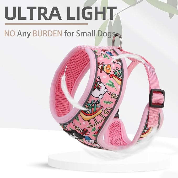 PUPTECK Soft Mesh Christmas Dog Harness and Leash Set Pet Puppy Cat Comfort - Image 5