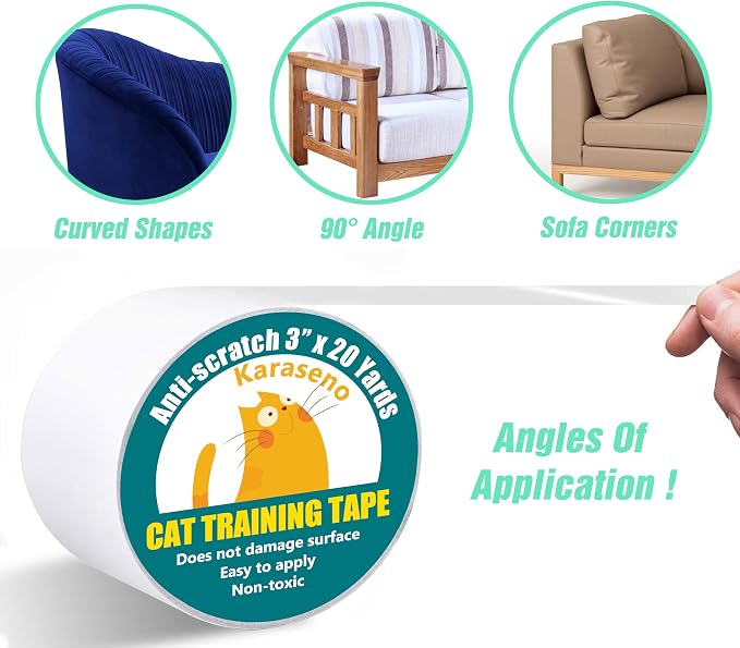 Anti Cat Scratch Tape: 3 inches x 20 Yards Cat Training Tape, 100% Transparent - Image 3