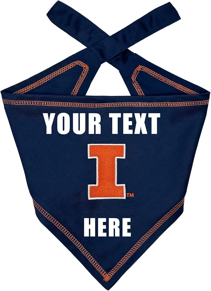 Pets First NCAA Illinois Fighting Illini Personalized Tie Around Bandana by PETSFIRST