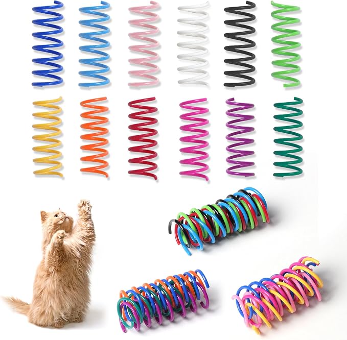 24PCS 12Colors Cat Spring Toys for Indoor Cats, Interactive Coil Springs for by KitysFatch