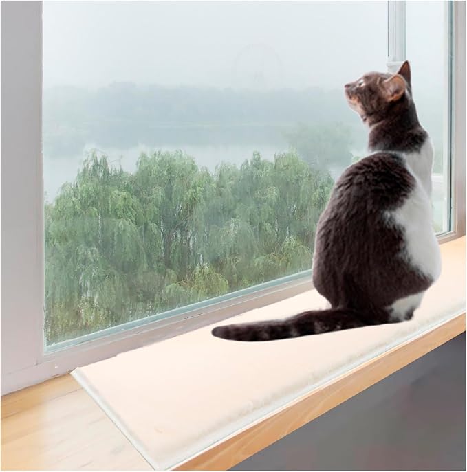 Soft Cat Window Sill Pet Pad Perch, Fluffy Windowsill Pet Mat Pillow Seat Bed by INNOYUMLIN