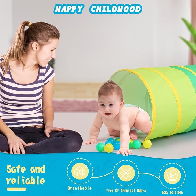 PigPigPen Kids Play Tunnel for Toddlers, Pop Up Tent for Babies or Dogs - Image 3