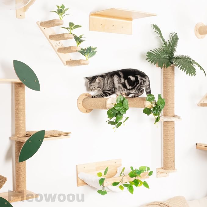 MEOWOOU 3 in 1 Cat Wall Furniture Set, 3 Pack Climbing Shelves Set, Cats Hammock - Image 5