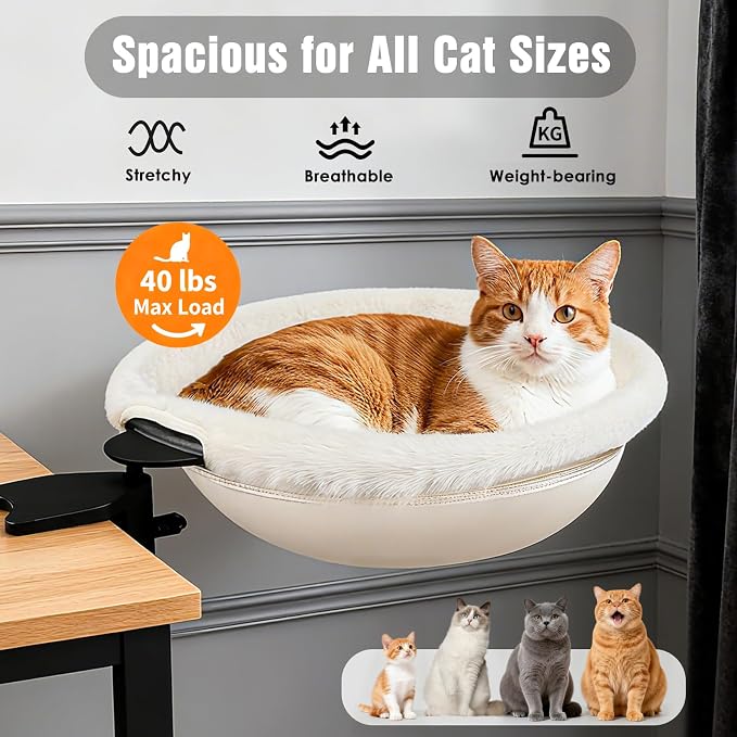 IPOW Heavy Duty Steel Frame 180° Rotating Cat Desk Bed Semi-Circular Cat Bed - Image 2