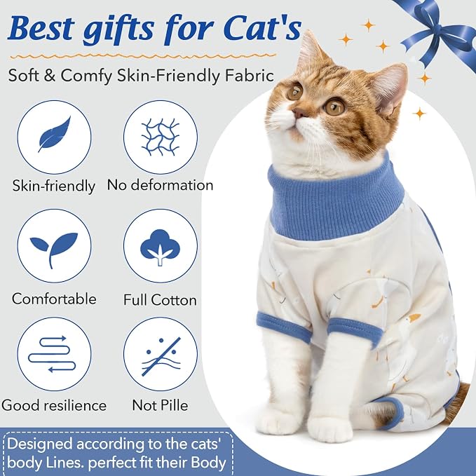DENTRUN Cat Surgery Recovery Suit Female Male Soft Onesie, Kitten Surgical - Image 2