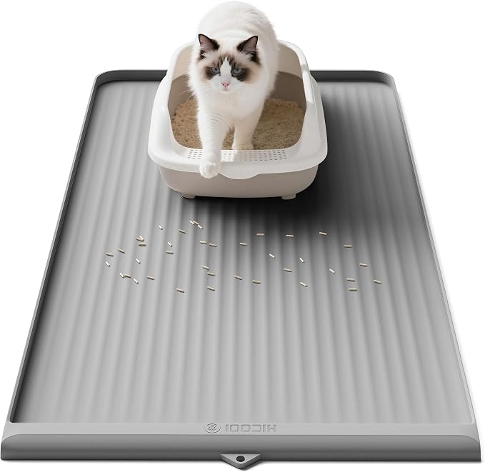 Cat Litter Mat 36x24 Inch, Silicone Litter Box Mat by HICOOI