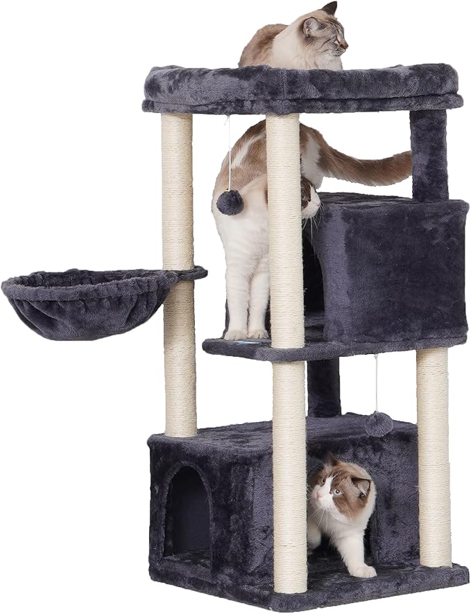 Hey-brother Cat Tree, 2 Plush Condos, Big Plush Perches MPJ011G by Hey-brother