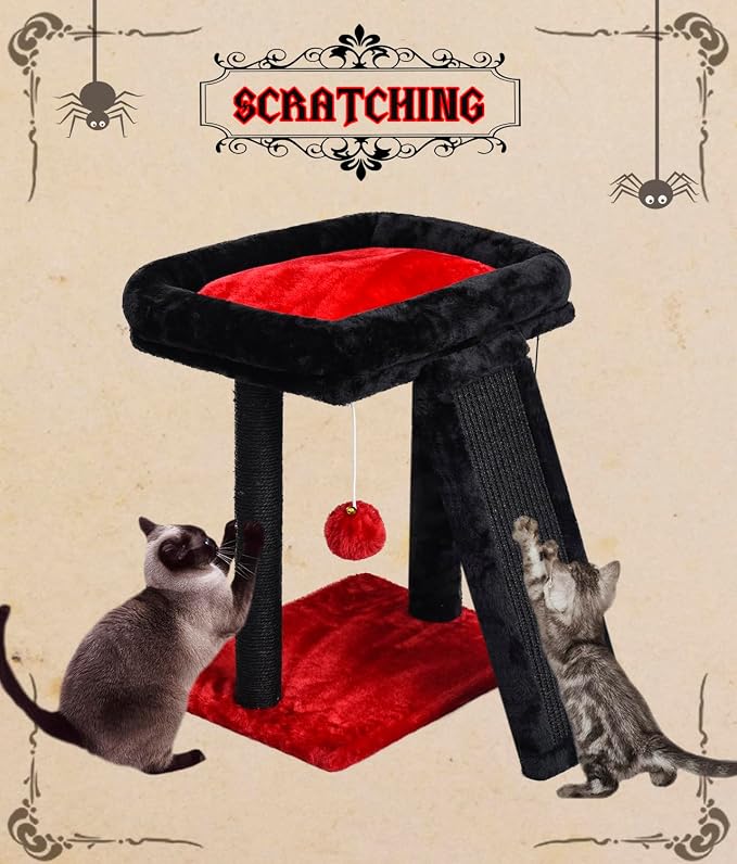SYANDLVY Small Gothic Cat Tree for Indoor Cats, Scratching Board - Image 4