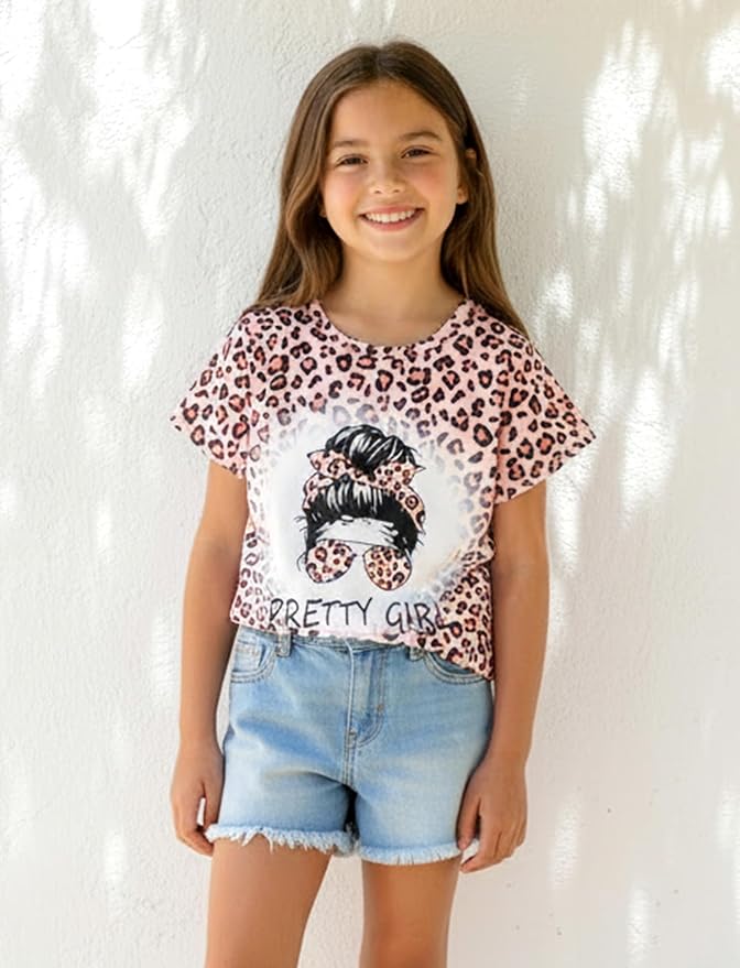PATPAT Girls Crewneck Short Sleeve Graphic Tees Animal Print Shirts Cute Summer - Image 5