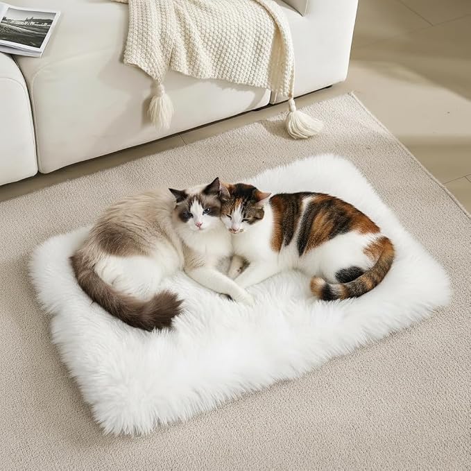 Dog Cat Bed Mat 19.6x31.4 inch, Washable Soft Plush Faux Fur Fluffy Puppy Pad by MeiSan