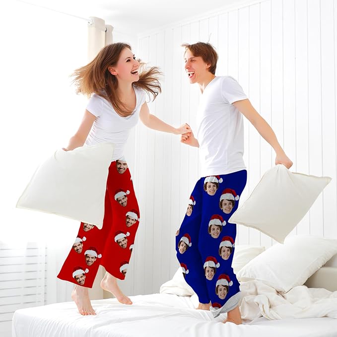 Custom Pajama Pants for Women Men, Personalized 67 Name Photo PJ Family Six - Image 2