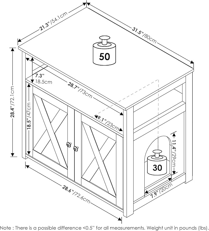 Furinno Peli Farmhouse Cat Litter Cabinet Storage - Image 2