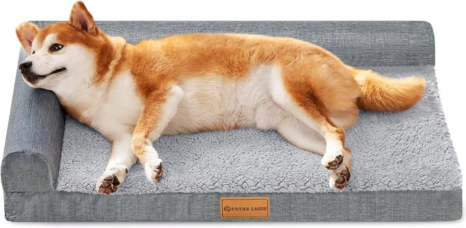 Patas Lague Orthopedic Dog Bed Large Sized Dog 36''X24'', Waterproof L Bolster by PatasLague