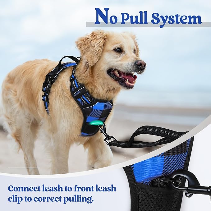 rabbitgoo Dog Harness No-Pull, Comfortable Padded Plaid Harness - Image 5
