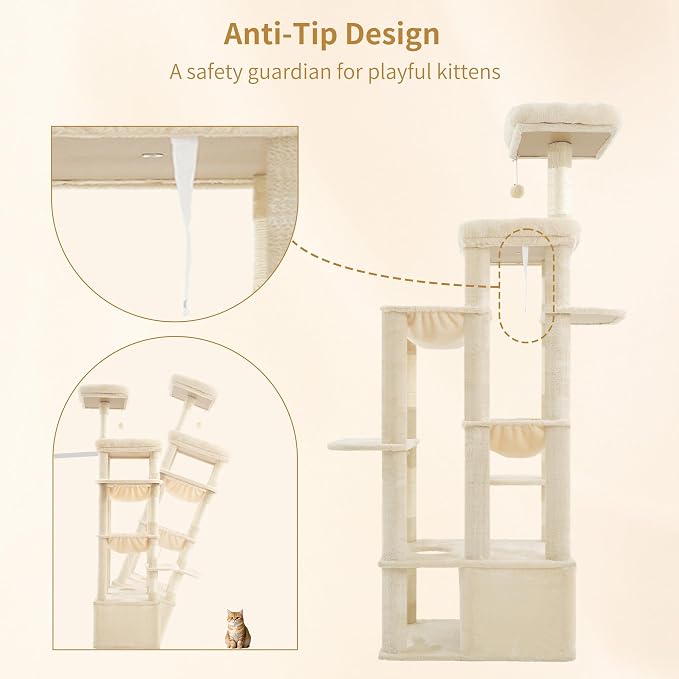 Heybly Cat Tree, 71-Inch Tall Cat Tower - Image 8