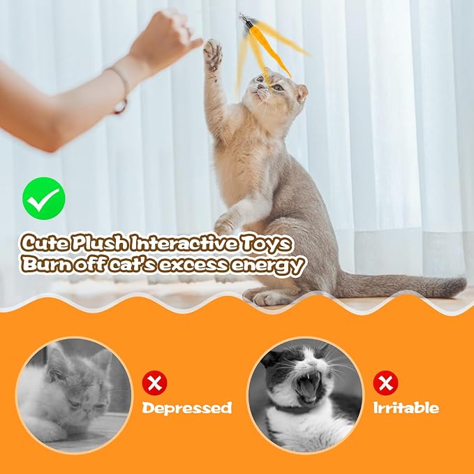 10PCS Cat Worm Toy, Cat Wand Attachment Fuzzy Worm Toys Refill - Image 7