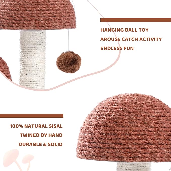 PETEPELA Cat Scratching Post, Mushroom Tall Cat Scratcher Featuring - Image 5