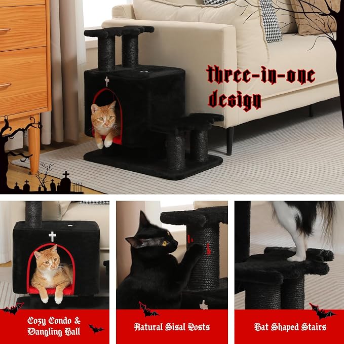 Gothic 3-in-1 Dog Stairs & Cat Scratching Post - Image 4