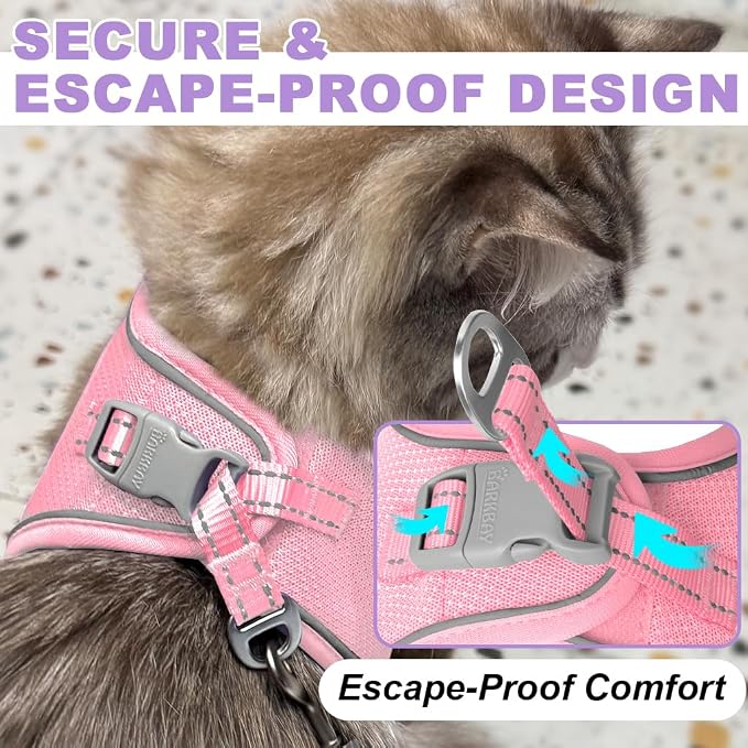 Cat Harness and Leash Set, Escape Proof Kitten Harness, Step in Adjustable Soft - Image 2