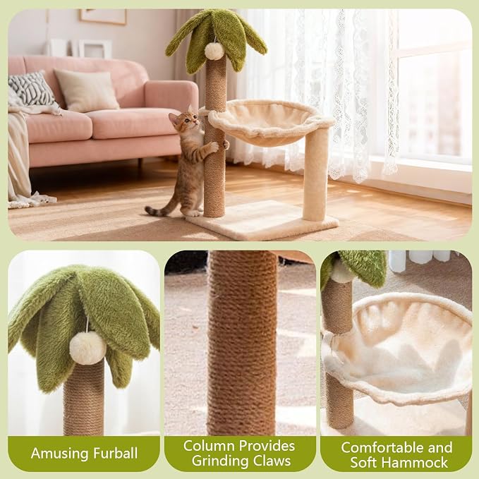 Simcat Kitten Tree with Plush Perch, Soft Hammock, and Paper Rope Scratching - Image 6
