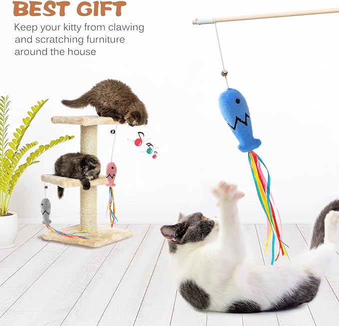 Fashion&cool Cat Wand Toy, Interactive Elastic String Stick Pole - Image 6