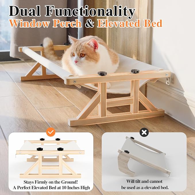 Tresbro 2-IN-1 Cat Window Perch & Elevated Cat Hammock, Easy Setup, Adjustable - Image 4