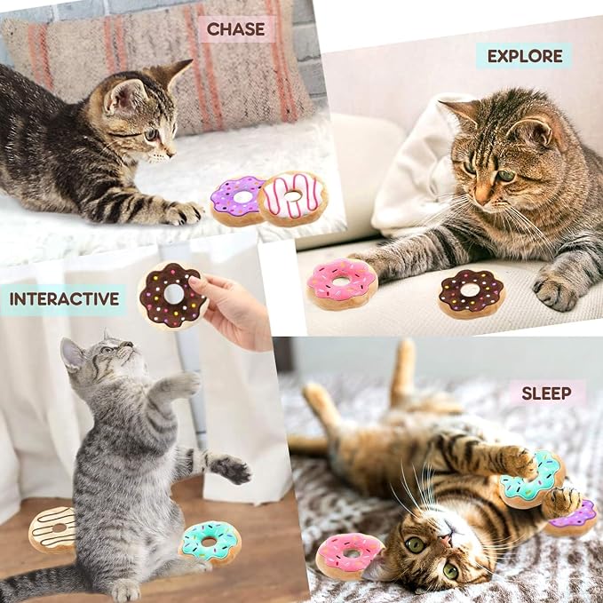 CiyvoLyeen 6 Pack Donut Cat Catnip Toys Kitten Chew Knickknack Sprinkles - Image 2