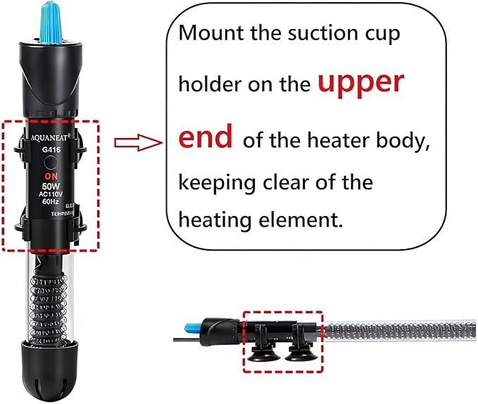 AQUANEAT Aquarium Heater, 50W Fish Tank Heater, Adjustable Submersible Water - Image 3