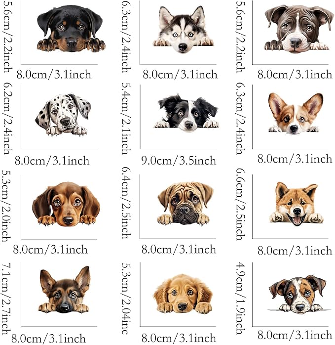 12pcs Peeking Dogs Iron On Heat Transfer Stickers Ready to Press Vinyl Decal - Image 2