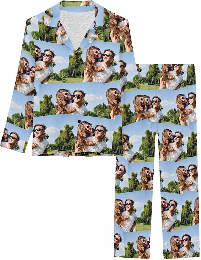 MyPupSocks Custom Face Pajamas for Women Set, Personalized Photo Long Sleepwear - Image 3