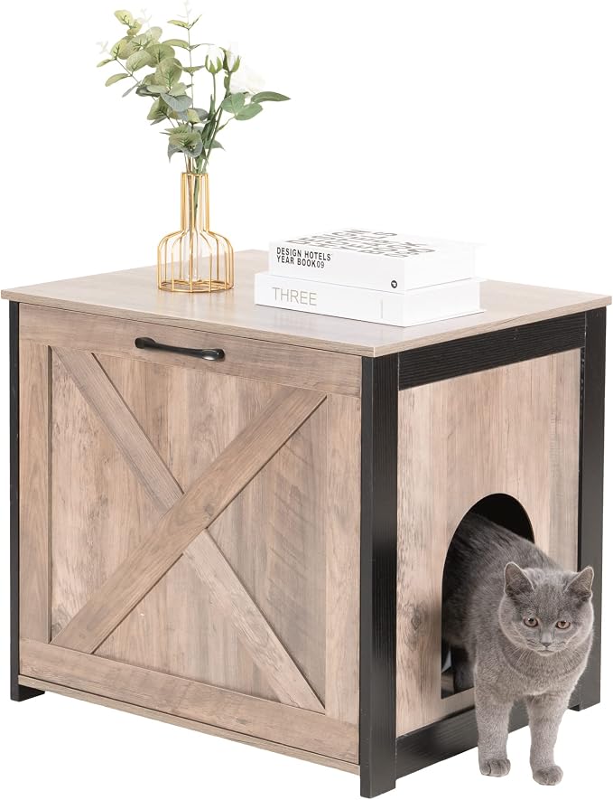 Dwanton Cat Litter Box Furniture Hidden, Cat Litter Box Enclosure, Reversible - Image 8