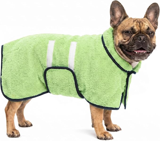 Dog Bathrobe, Super Absorbent for Small to Large Dogs, Neon Green M by Bienbee
