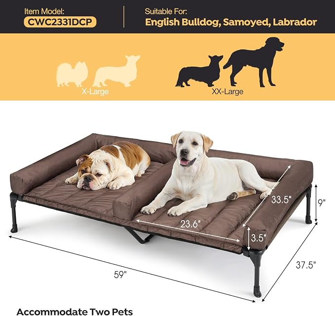 Veehoo Cooling Raised Dog Bed + Removable Double Dog Bed Cushion - Image 2