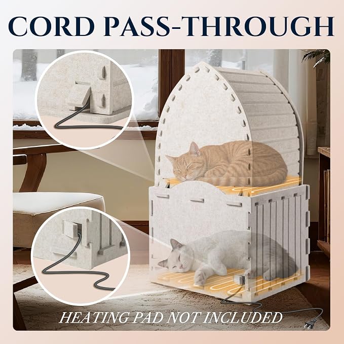 Apasiri 2-Story Cat House for Indoor Cats: Convertible 2-in-1 Felt Cat Condo - Image 3