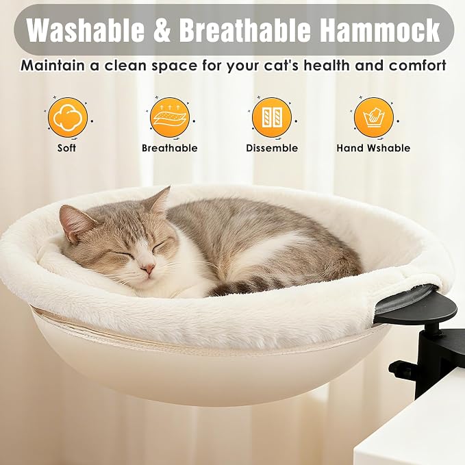 IPOW Heavy Duty Steel Frame 180° Rotating Cat Desk Bed Semi-Circular Cat Bed - Image 3