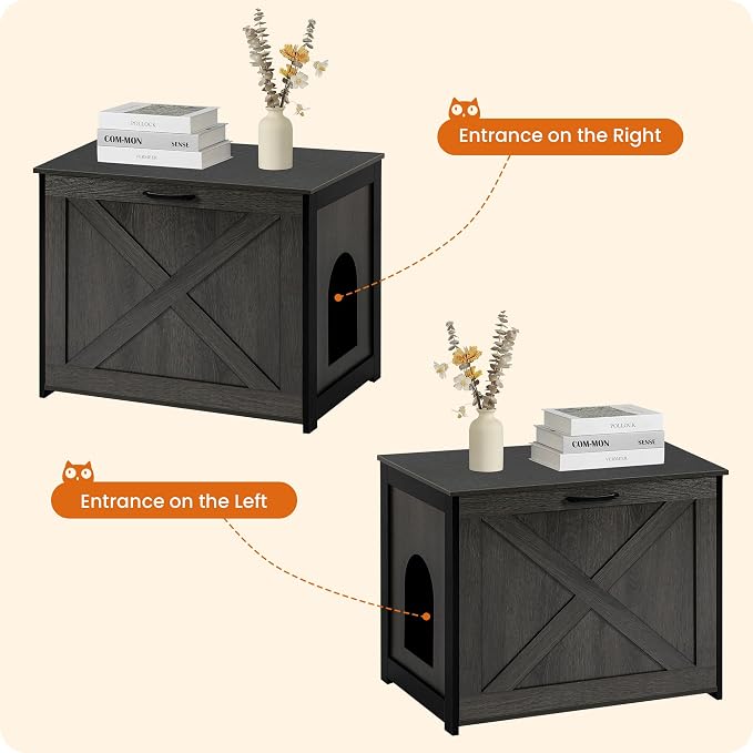 Dwanton Cat Litter Box Furniture Hidden, Cat Litter Box Enclosure, Reversible - Image 5