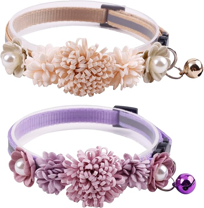 2 Pack Cat Collar Pink Floral - Image 5