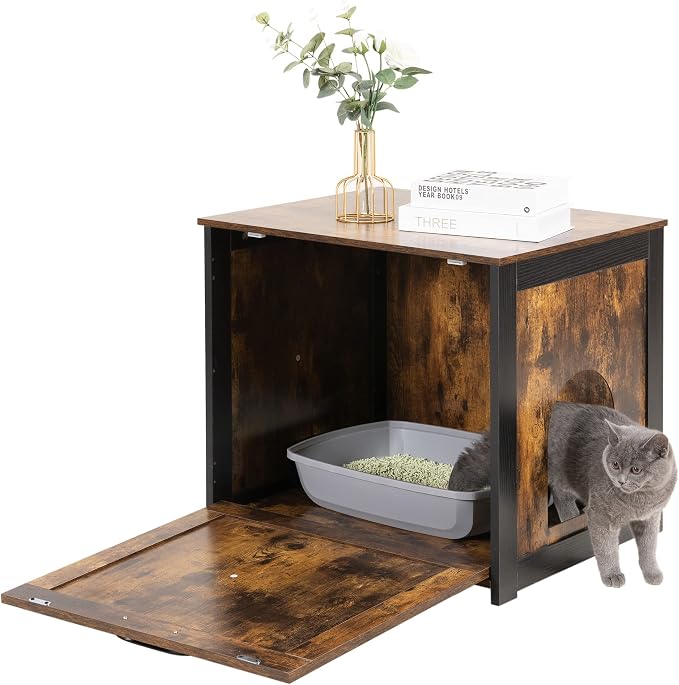 Dwanton Cat Litter Box Furniture Hidden, Cat Litter Box Enclosure, Reversible - Image 2