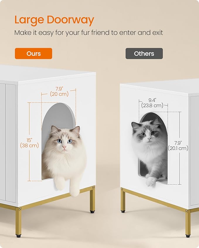 Feandrea Double Cat Litter Box Enclosure, Hidden Litter Box Furniture - Image 6